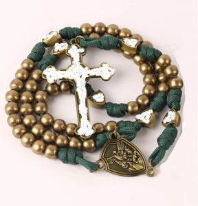 맞춤형 골동품 청동 및 은색 십자가 가톨릭 묵주 종교 아이템 남성용 빈티지 묵주 디자인 구슬 목걸이 - Product Image 1