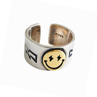 Bagues au design simple et mignon pour femmes et hommes, bagues vintage hibou, grenouille, serpent, sourire, style rétro punk, en argent