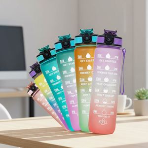 ขวดน้ำพลาสติก Tritan ขนาด 1 ลิตร 32 ออนซ์  แบบไล่เฉดสี  ปลอดสาร BPA  สำหรับออกกำลังกาย ฟิตเนส กีฬา ป้องกันการรั่วซึม  ปากกว้าง  รุ่น Hot - Product Image 1