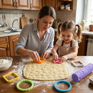Jolies <span class=keywords><strong>emporte</strong></span>-pièces à biscuits, formes variées : rectangle, étoile dentelée, carré, rond, fleur, rouleau à texture herbe. - Product Image 3
