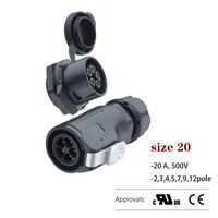 Connecteurs XLR Power Quicklock étanches à montage sur site, taille 20, 20A, 2/3/4/5/7/9/12 pôles, femelles, droits, boîtier plastique IP67