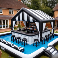 Canapé gonflable PVC DWF pour piscine avec auvent, chaise longue flottante multi-personnes pour adultes, idéal pour les fêtes au bord de la piscine et l'extérieur