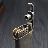 Allume-cigare pour hommes en alliage de Zinc de Style rétro vintage coupe-vent essence kérosène carburant roulant meules silex Gadget