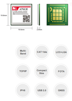 Module cellulaire 4G SIMCom A7663E LTE Cat1 Bis 10 Mbps LCC+LGA Multi-GNSS FOTA USB UART à commande par SMS pour la télématique IoT