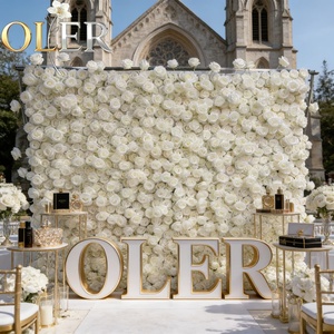 Fondo de Pared Floral de Rosas Rosadas de Seda para Decoración de Bodas - Product Image 1