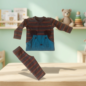 Trendy Organic Cotton Knit Fabric Zoy <b>Cat</b> <b>T</b>-Shirt and Leggings Set Beautiful Plaid Casual Style for Baby Girls - Product Image 2