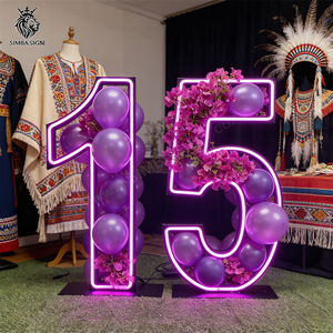 ป้ายไฟนีออน LED แบบกำหนดเองสำหรับงานอีเว้นท์ ตัวเลขขนาดใหญ่ ป้ายไฟนีออนแบบมาร์กี โครงโลหะ ตัวอักษรเรืองแสง สำหรับงานวันเกิด - Product Image 2