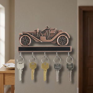 Porte-clés mural artisanal en métal de zinc, motif chariot ethnique, style chariot de bœuf et wagon moderne, support mural pour clés - Product Image 4