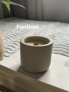 Candela Profumata con Stoppino in Legno, Vaso in Ceramica Effetto Cemento, Cera di Soia, Candela Aromaterapica, Decorazione Minimalista per Casa, Tavolo e Matrimonio - Product Image 4