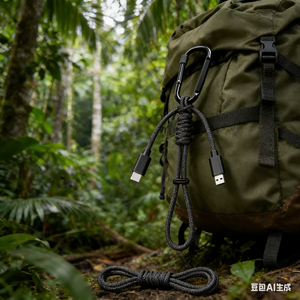 Cable de Carga Multifunción 2 en 1 con Mosquetón y Gancho para Botella |   Colgador de botella de agua integrado + cordón trenzado de paracord - Product Image 4