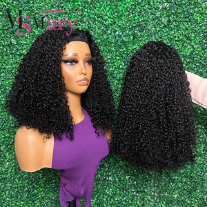 Peluca con diadema SDD de doble trama, cabello humano virgen brasileño, densidad completa, rizado estilo pixie, pelucas económicas sin encaje, media peluca. - Product Image 3