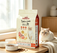 Sacs d'emballage pour aliments pour animaux de compagnie en plastique à fond plat, résistants à la chaleur et à l'humidité, imprimés sur mesure, réutilisables, refermables, pour chiens et chats, de 5 à 25 kg