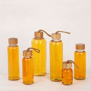 Bouteille d'eau en verre écologique sans BPA avec couvercle en bambou pour les voyages et la salle de sport - Product Image 3