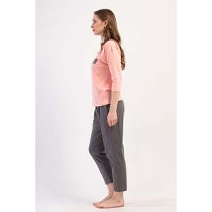 KADIN P.SUPREM XXL O YAKA DUSUK OMUZLU 3/4KOL PILELI CEPLI 7/8 BOY PIJAMA TAKIM - สีชมพูอ่อน - สีชมพูอ่อน - Product Image 3