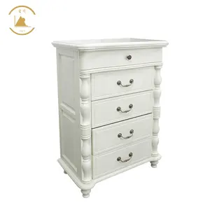 Aliba Select Hongshun-cajonera de madera sólida directa de fábrica, cómoda, 5 cajones, color blanco