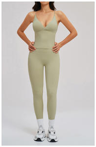 Ensemble de yoga 2 pièces pour femme, séchage rapide, fitness, sans couture, respirant, color block, débardeur dos élégant, taille haute, effet push-up fessier - Product Image 3