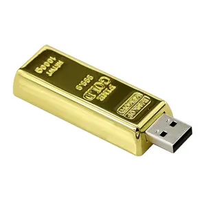 Customized Metal Gold Bar USB Flash Memory Stick Pen Thumb Drive For Bank Promotions Gifts Giveaways Advertising