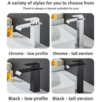 Robinet cascade moderne et minimaliste avec cartouche céramique, monocommande chaud/froid, pour lavabo de salle de bain monotrou, finition électrolytique