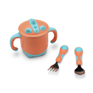 Ensemble de vaisselle en acier inoxydable pour bébés et enfants : boîte à repas ronde, bol et tasse à bec verseur remplissable - Product Image 3