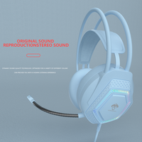 Produit phare Casque de jeu PC Casque 7.1 avec lumière LED LEAVEN G70 Bass Stéréo Casque filaire Blanc