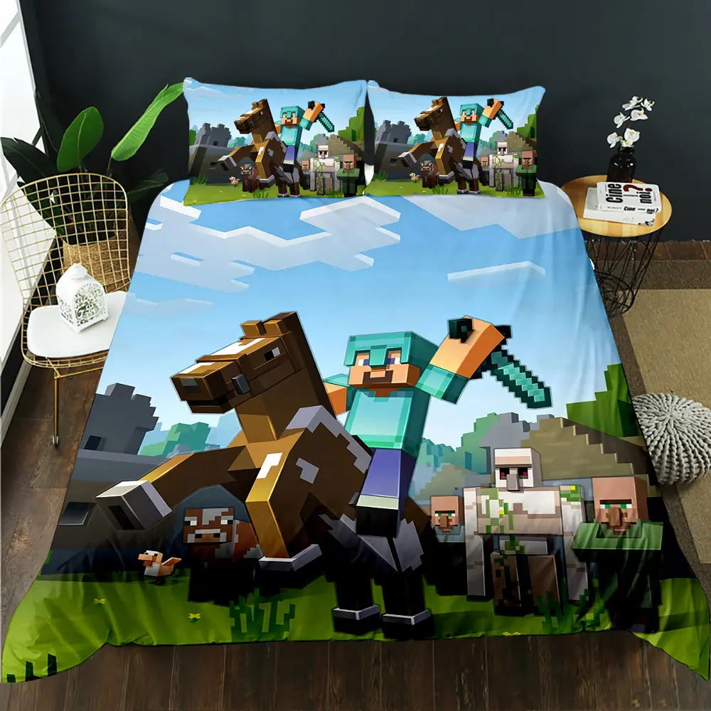 Microfiber 3D LEGO game duvet cover my world youth Bedding Set Series