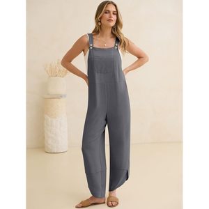 Anrabess Combinaison Capri décontractée d'été pour femme, bretelles réglables, coupe ample, taille haute, respirante, pour un usage quotidien - Product Image 4