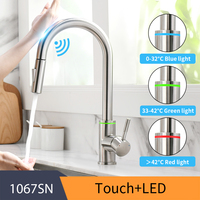 Robinet de cuisine à eau chaude et froide à 3 voies avec capteur tactile intelligent Voriva SUS304 LED