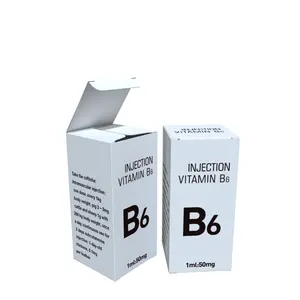Stampa personalizzata flaconcino per iniezione di nutrienti scatola di imballaggio per bottiglia di liquido medicinale scatola di carta con inserto iniezione di vitamina B6 Box