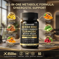 Capsules de berbérine, cannelle de Ceylan, curcuma et melon amer Ausreson OEM 1500 mg – Compléments alimentaires à base de plantes biologiques purs