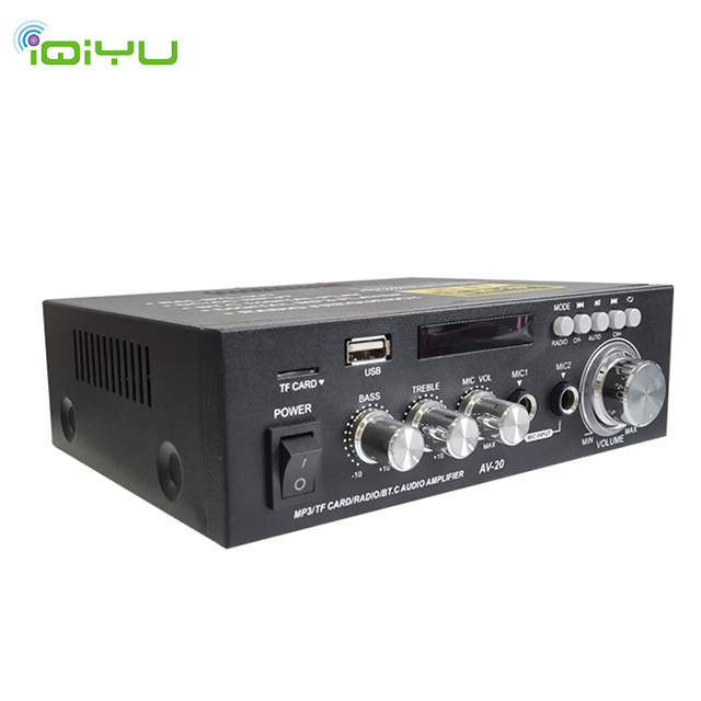 AV20 Digital FM Radio Stereo Amplifier 20W+20W with Dual Microphone USB Home Theater