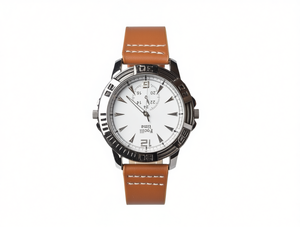 นาฬิกาข้อมือผู้ชาย ตัวเรือนสแตนเลส หน้าปัด 42 มม. สายหนังแท้ ระบบควอตซ์แบบอนาล็อก แสดงวันที่ สไตล์ลำลอง - Product Image 1