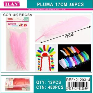 Piume rosa ILAN Pluma 17 cm per artigianato e decorazioni - Product Image 3