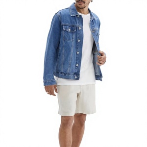 Veste en jean classique pour homme, col mandarin décontracté, respirante, coupe régulière, pour l'hiver, 100% coton, bleu délavé - Product Image 4