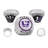 Maßgefertigter Gravierter 18K Vergoldeter Legierungs-Meisterschaftsring Kristall Team-Logo Nummer Design-Unisex Sport-Wettbewerbspreis Schmuck