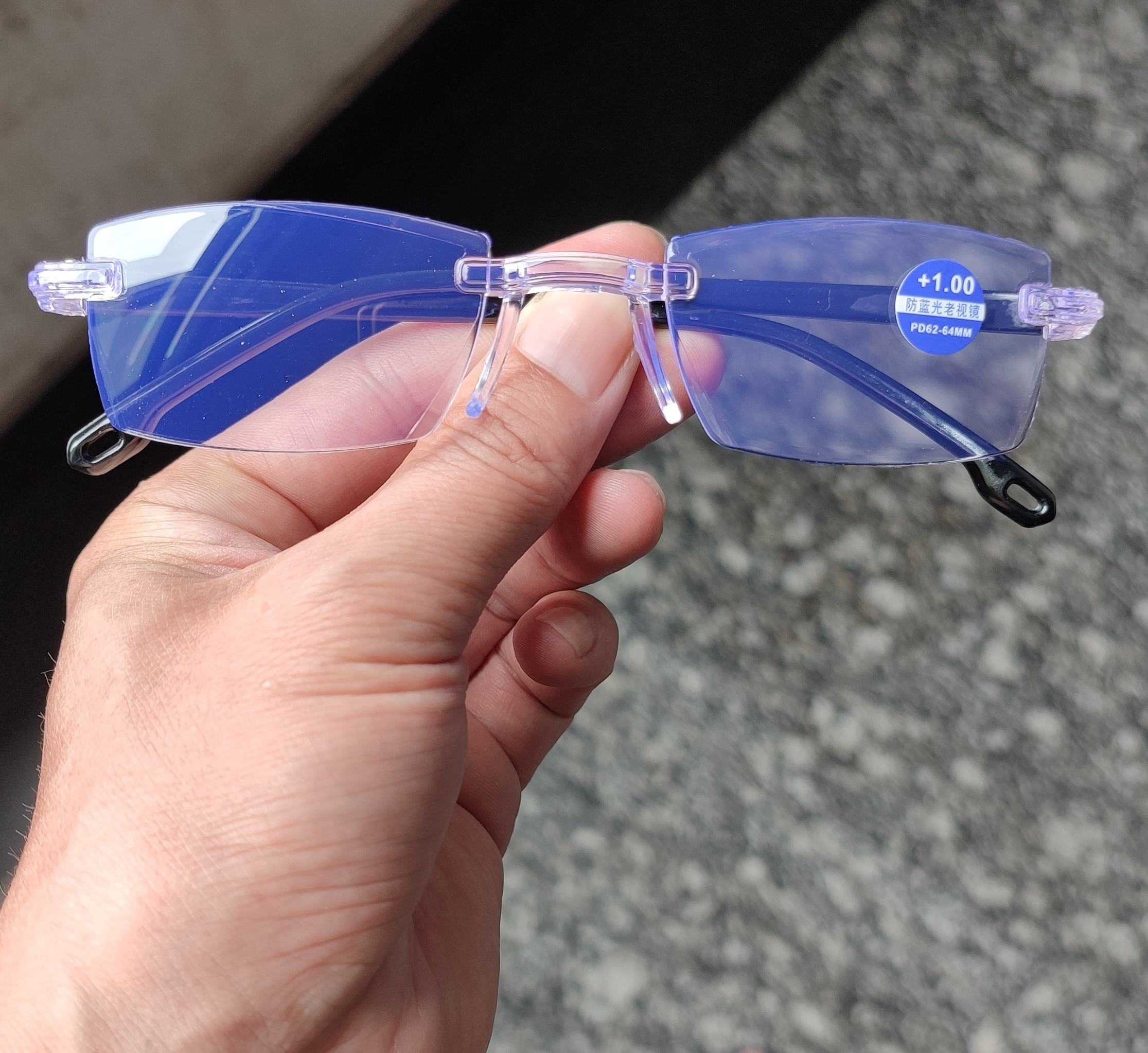 Custom logo Durable Flexible New HD Black Frameless Plain Unisex Fashion Anti Blue Light Reading Glasses for Men Women