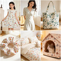 Kain Brokat Katun 100% Tahan Gesekan, Tebal, Lebar 63 inci, Motif Bunga, Kain untuk Rok DIY