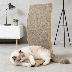 Tiragraffi per Gatti a Forma di L Personalizzabile, Grande, Montabile a Parete, in Cartone Ondulato con Gioco a Sfera - Product Image 6