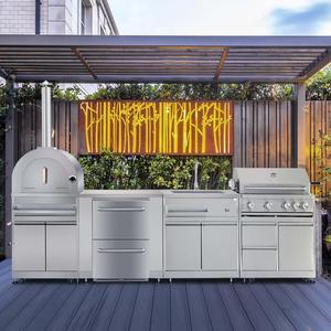 Cuisine extérieure modulaire en acier inoxydable 304, texture métallique, <span class=keywords><strong>protection</strong></span> environnementale OEM, avec réfrigérateur - Product Image 1