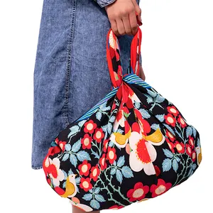 حقيبة صديقة للبيئة للتسوق بتصميم الزهور بتصميم ياباني