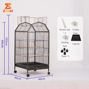 Cage à oiseaux en fer de style maison extra-large en gros avec roulettes, perchoirs et plateau amovible pour animaux de compagnie - Product Image 2
