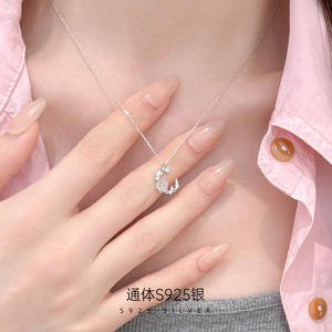 Venta caliente 925 plata esterlina elegante corona Rosa flor circón colgante collares para mujeres - Product Image 3