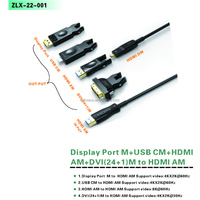 Cable óptico de fibra óptica, cable DP DVI USB tipo C a HDMI AOC