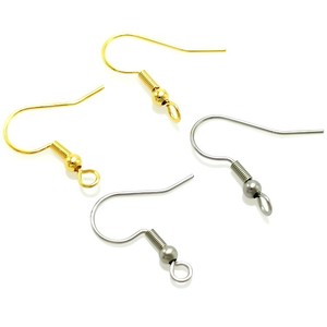 Crochets d'oreille en acier inoxydable en forme de bouche de poisson, apprêts pour boucles d'oreilles à ressort pour la fabrication de bijoux, hypoallergéniques, matériau 316 - Product Image 1