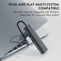 Adaptador multipuerto 5 en 1 USB C Hub con puertos HDMI 3 USB3.0 PD100W para productos de portátiles MacBook en stock