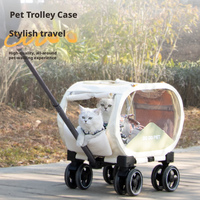 Faltbarer, verstellbarer Haustier-Trolley-Koffer, transparenter Panorama-Haustier-Transportwagen mit 4 Rädern, große Kapazität, Reisegepäck für Hunde und Katzen