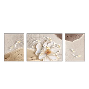 Quadro Moderno Testurizzato con Loto e Pesce, Triptico da Parete, Dipinto Decorativo in Porcellana Cristallina Incorniciato per Soggiorno <span class=keywords><strong>di</strong></span> Lusso - Product Image 6