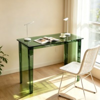 Bureau en acrylique transparent vert moderne sur mesure, bureau d'écriture en lucite transparente, table en acrylique pour bureau à domicile et salle d'étude