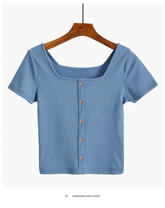 Personalizar tipo polo camiseta de manga corta  feminina camiseta corta blanca <span class=keywords><strong>mujer</strong></span> básica - Product Image 4