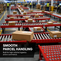 Ligne de production de convoyeurs à rouleaux en acier industriel, vitesse réglable, durable, résistant au feu, pour le stockage en entrepôt, le transfert de cartons