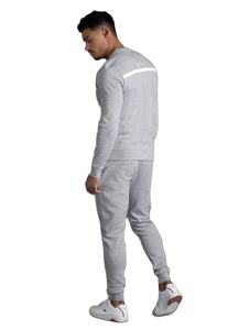 Chándal Deportivo para Hombre, Color Gris Jaspeado con Paneles Blancos, Cuello Redondo, Felpa de Algodón, Transpirable, Talla Grande, Ropa de Fútbol Americano, Fabricado por SKYFA - Product Image 2